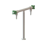 Two-way T-shape laboratory water tap with fixed nozzles
